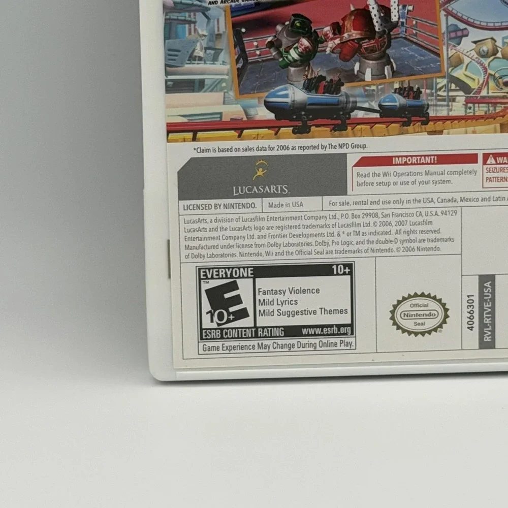 Thrillville Off The Rails Nintendo Wii Complete CIB LucasArts 2007 NTSC-U/C E10+